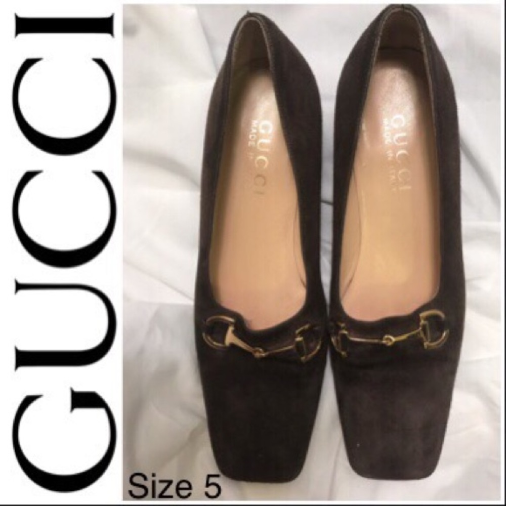 🍂Gucci Brown Horsebit Suede Low Heel